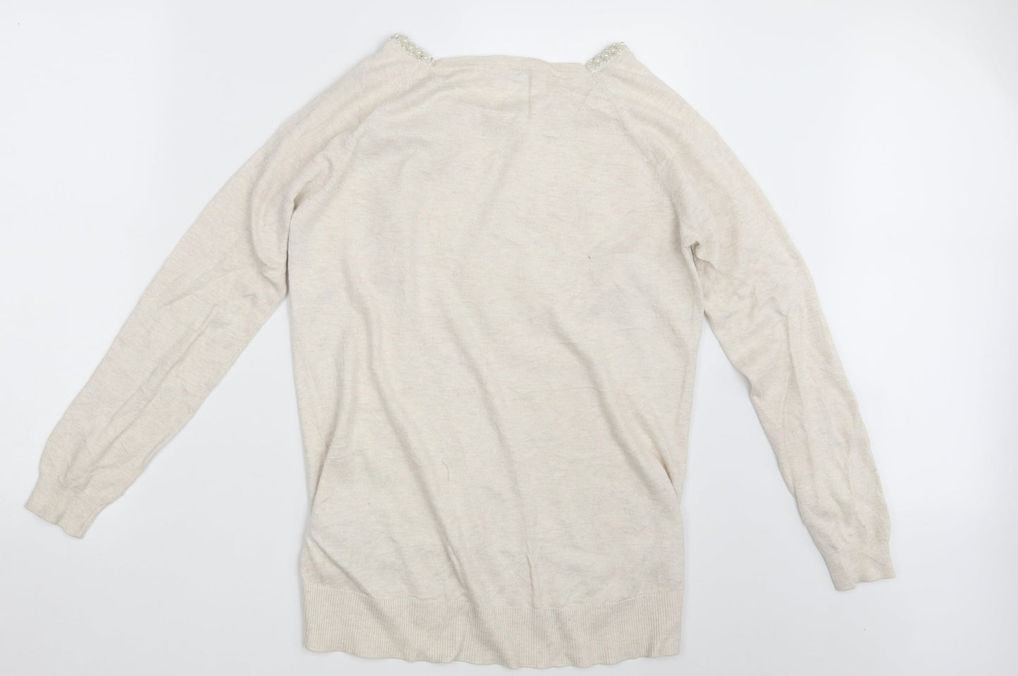 Oasis Womens Beige Floral  Pullover Jumper Size S