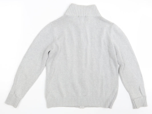 BM Mens Grey  Knit Full Zip Jumper Size M