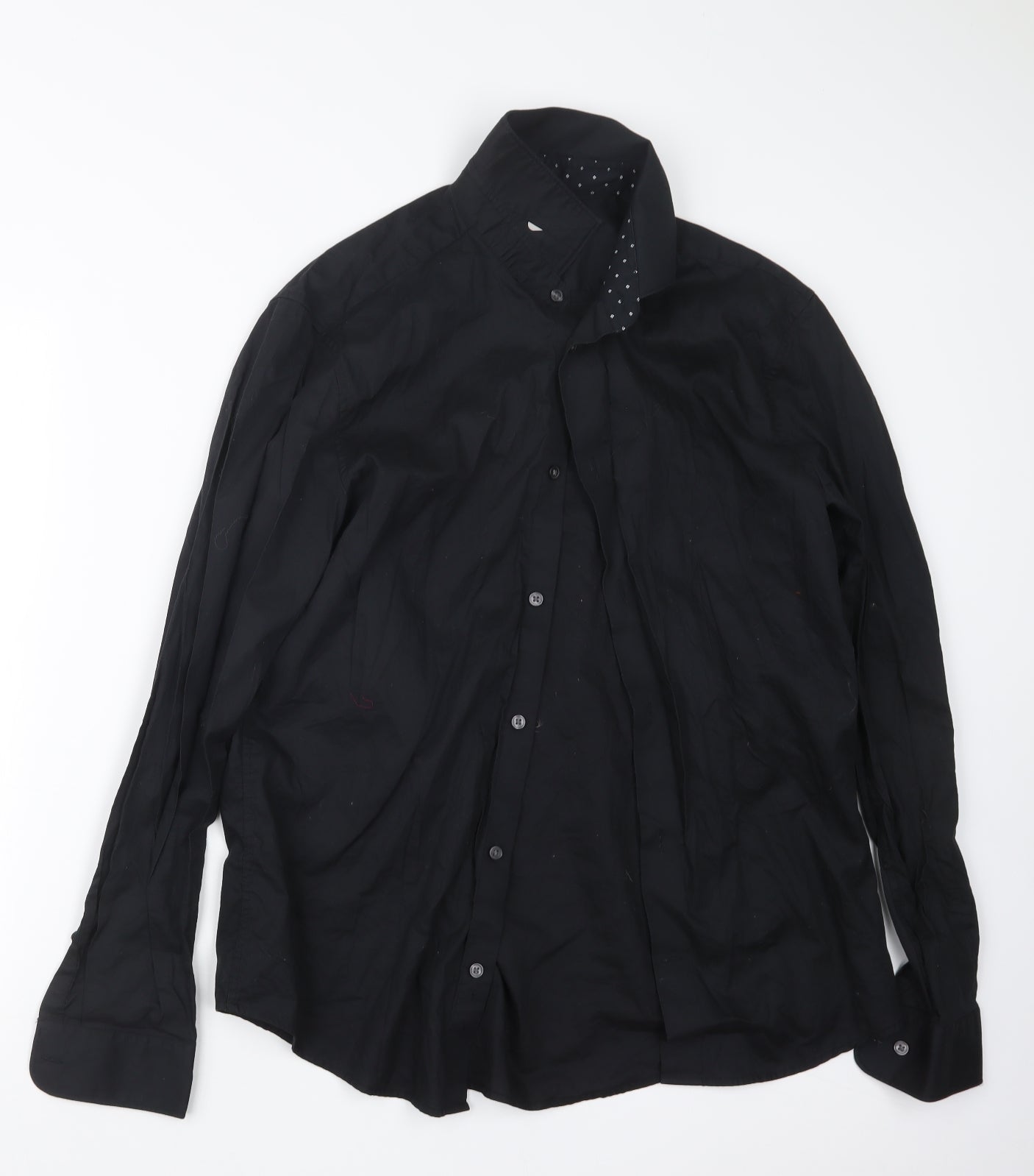 H&M Mens Black    Button-Up Size L