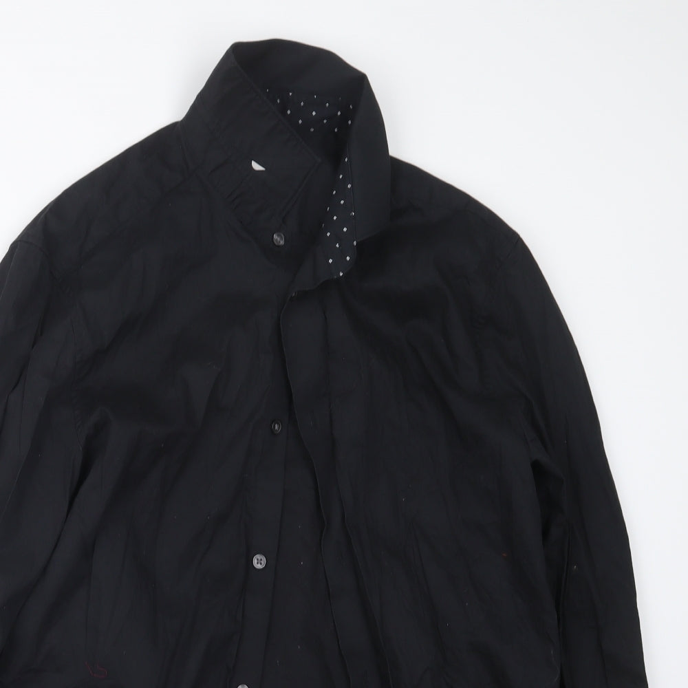 H&M Mens Black    Button-Up Size L