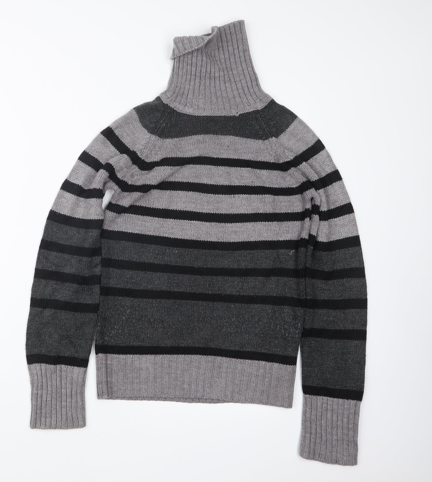 Dorothy Perkins Womens Grey Striped Knit Pullover Jumper Size 8