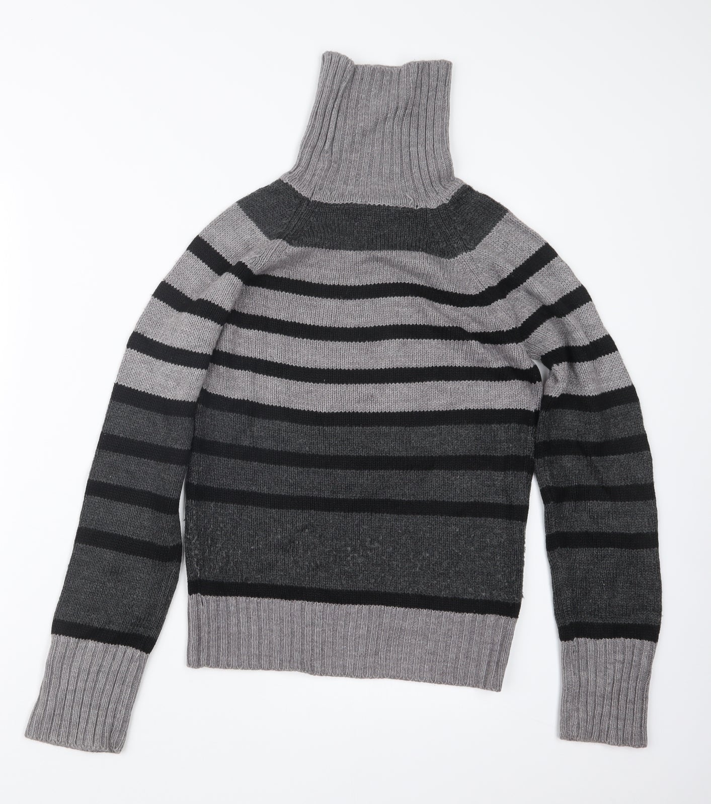 Dorothy Perkins Womens Grey Striped Knit Pullover Jumper Size 8