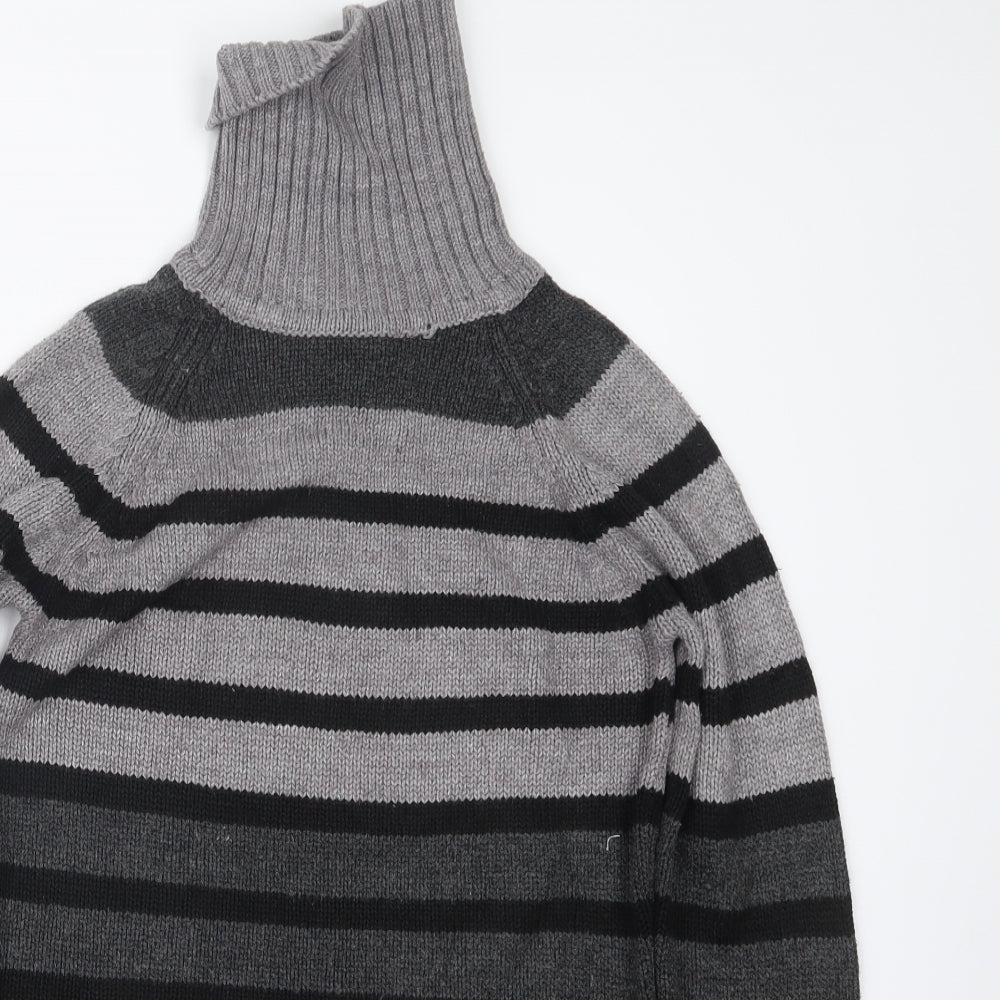 Dorothy Perkins Womens Grey Striped Knit Pullover Jumper Size 8