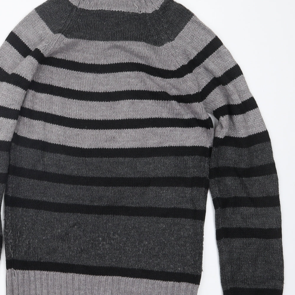 Dorothy Perkins Womens Grey Striped Knit Pullover Jumper Size 8