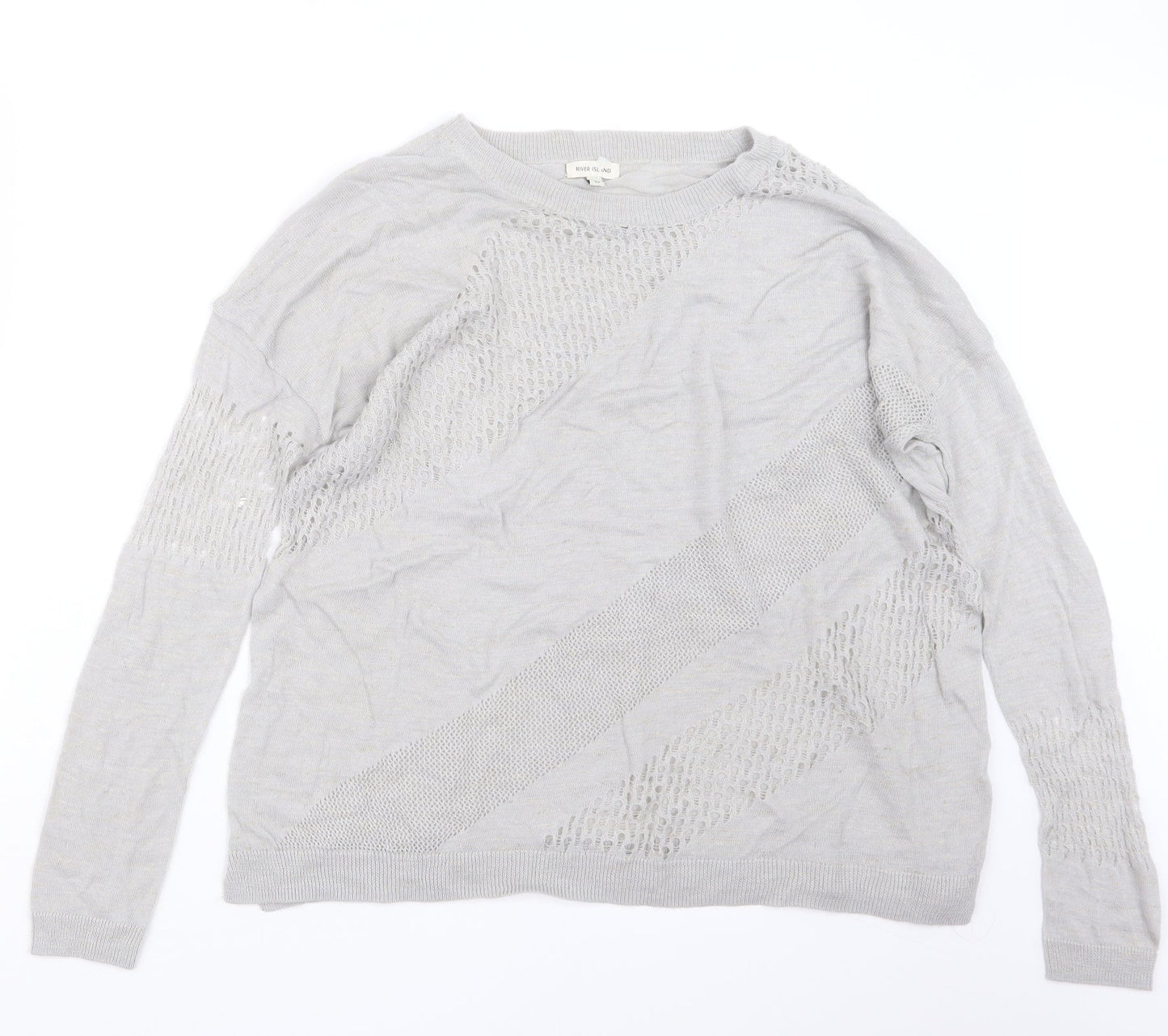 River Island Womens Grey  Knit Pullover Jumper Size 10