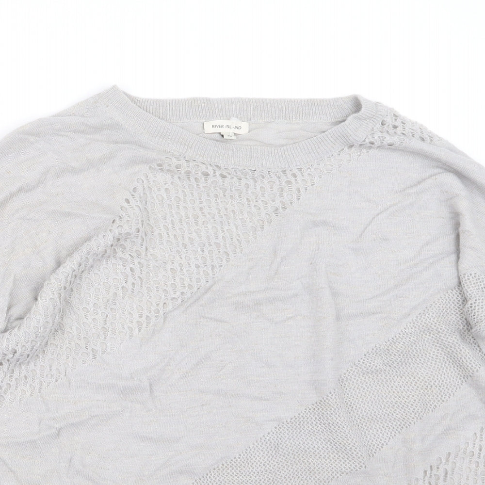 River Island Womens Grey  Knit Pullover Jumper Size 10