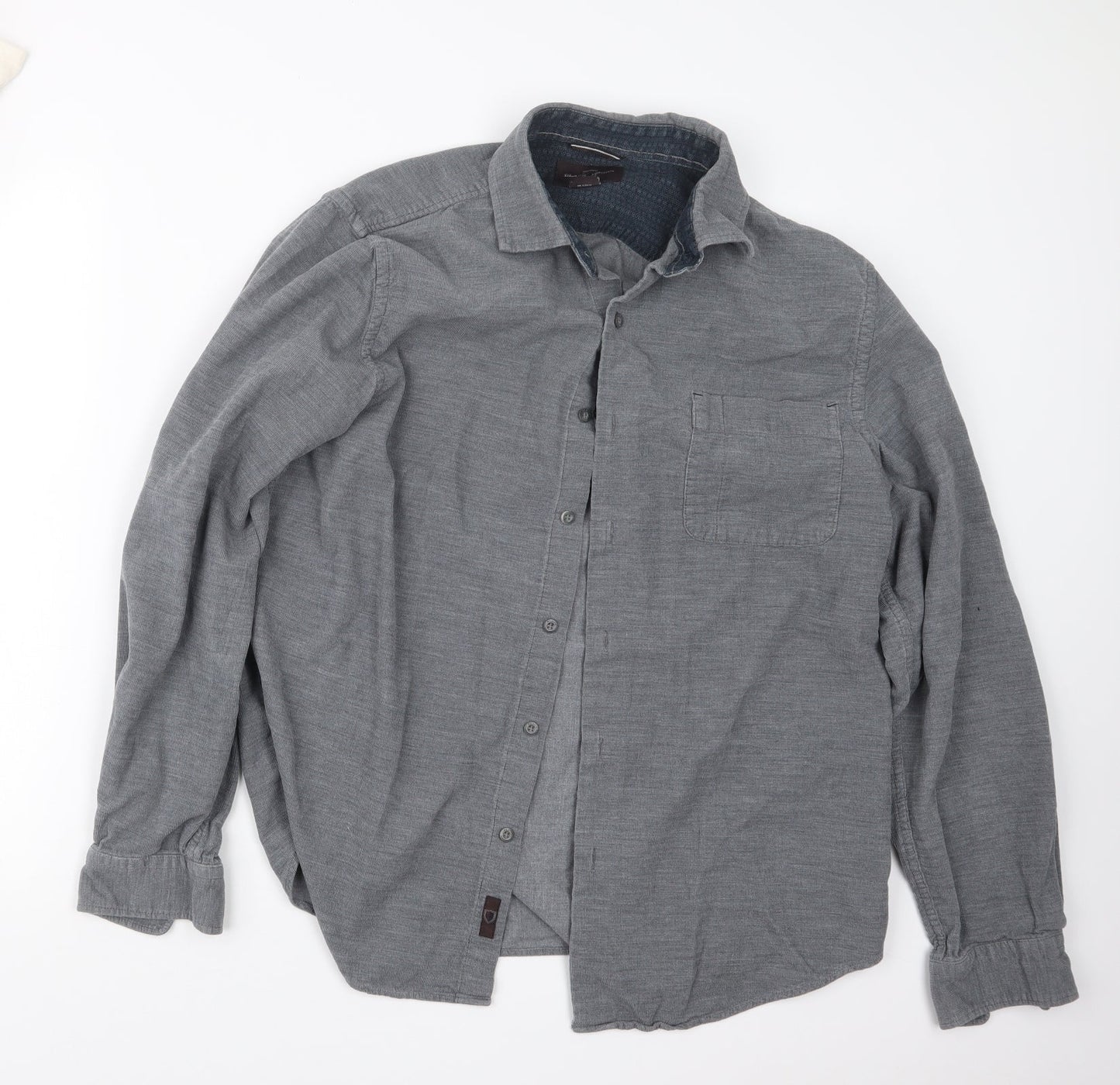 Black Brown 1826 Mens Grey    Button-Up Size M