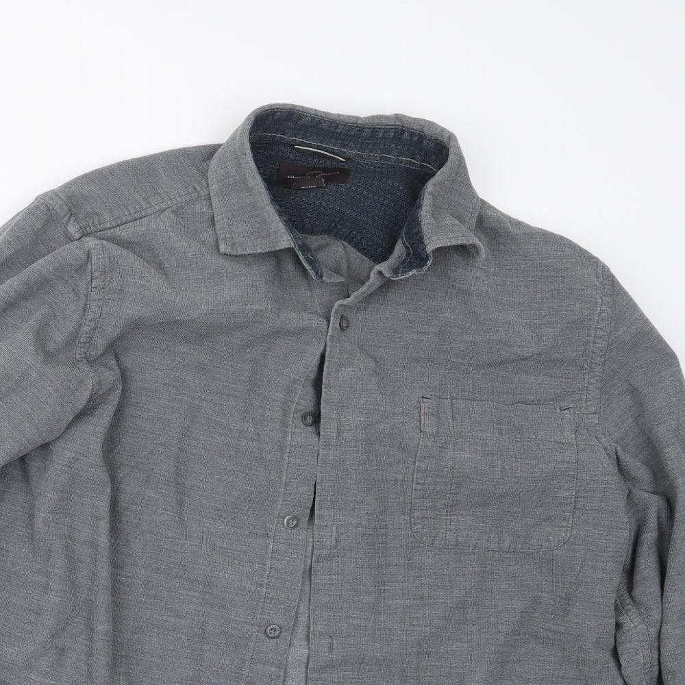 Black Brown 1826 Mens Grey    Button-Up Size M
