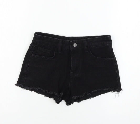 SheIn Girls Black  Denim Hot Pants Shorts Size 9 Years