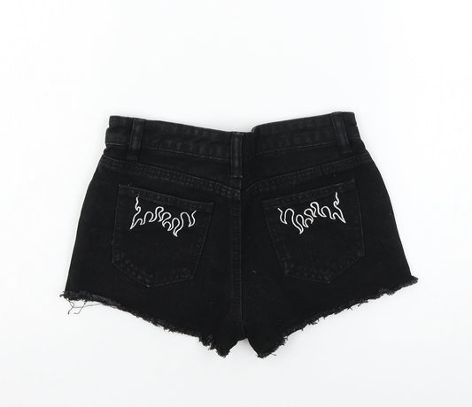 SheIn Girls Black  Denim Hot Pants Shorts Size 9 Years