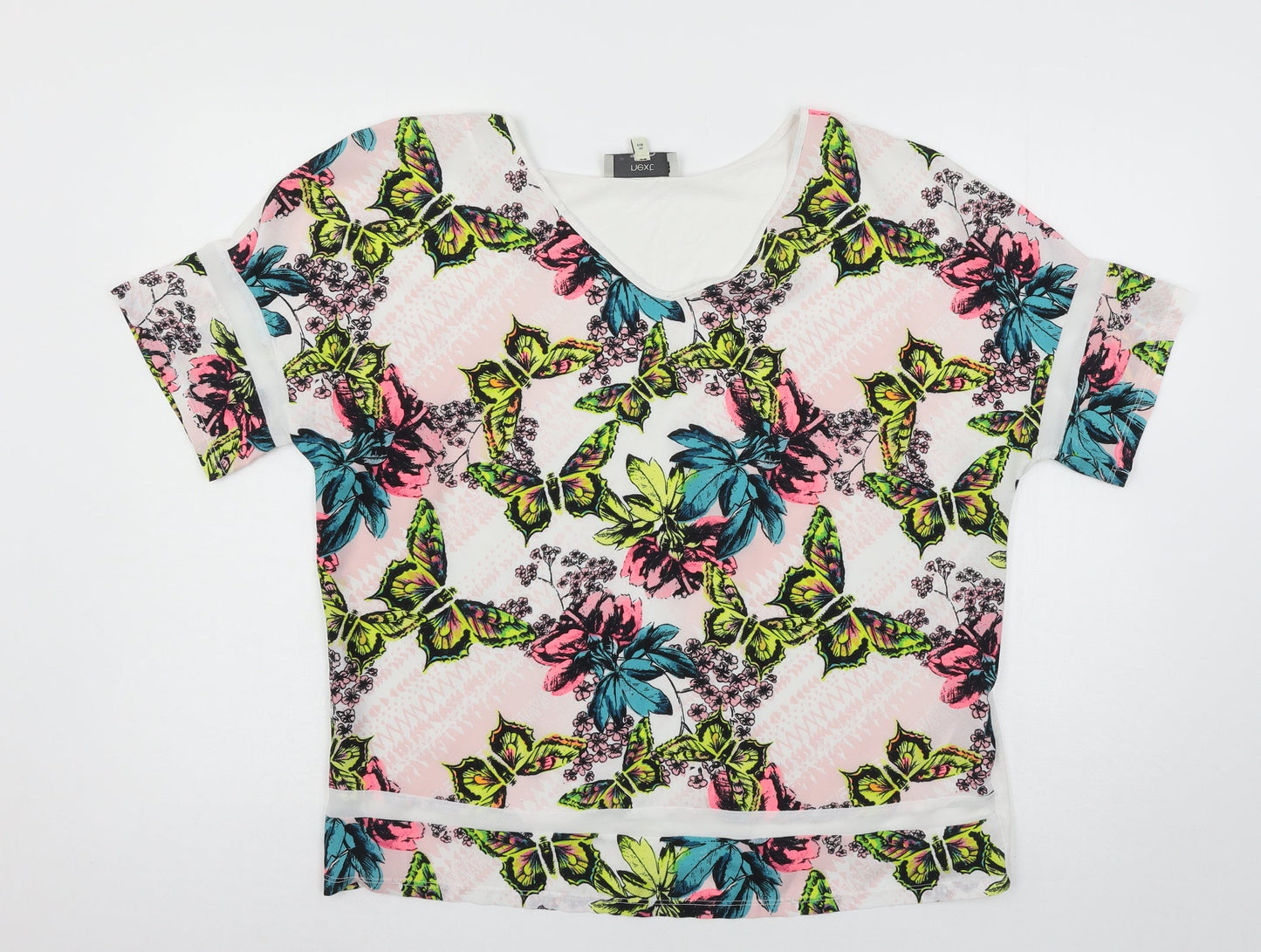 NEXT Womens White Floral Jersey Basic T-Shirt Size 14