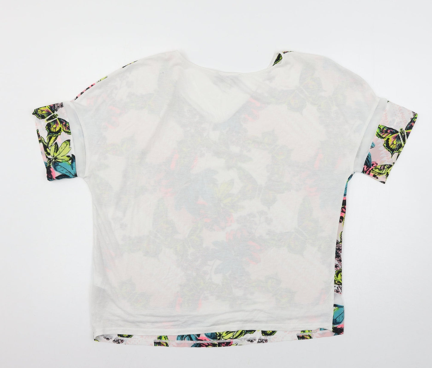 NEXT Womens White Floral Jersey Basic T-Shirt Size 14