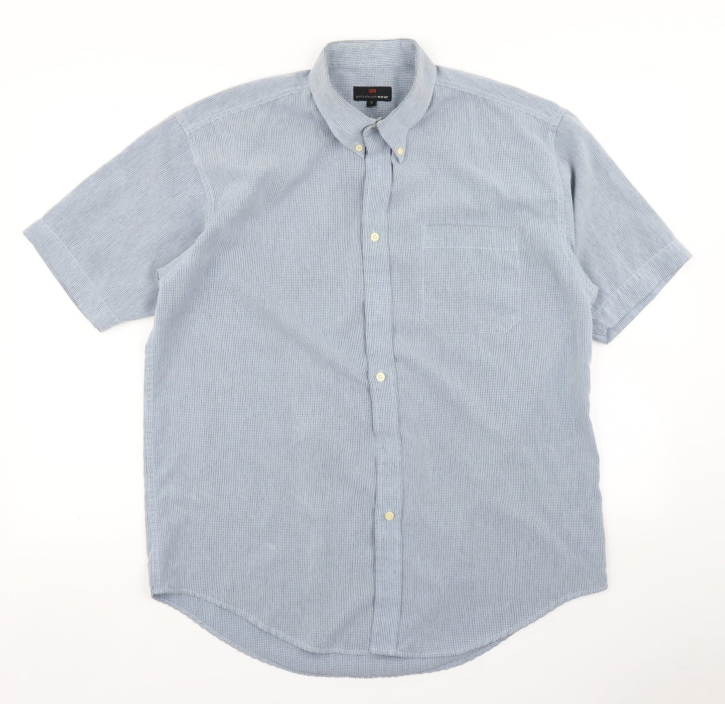 Petroleum Wear Mens Blue Check   Button-Up Size M