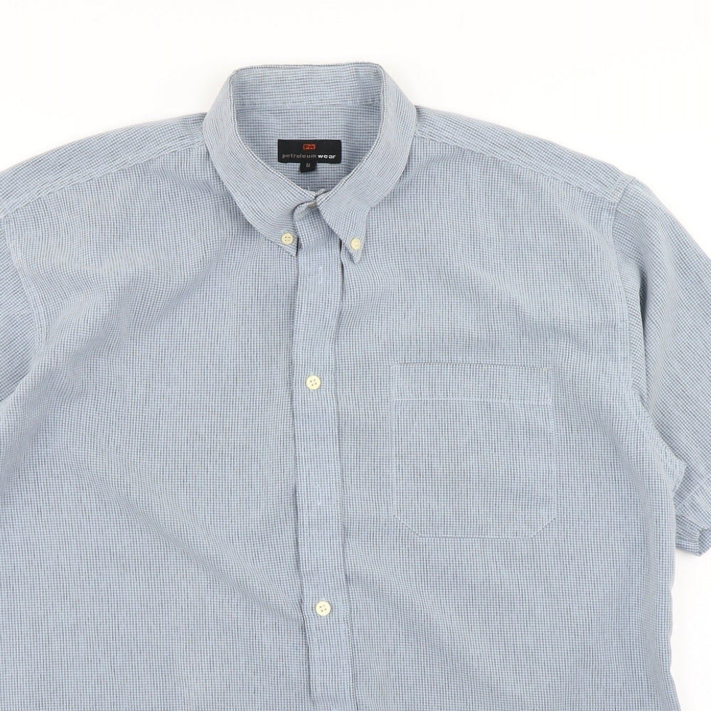 Petroleum Wear Mens Blue Check   Button-Up Size M