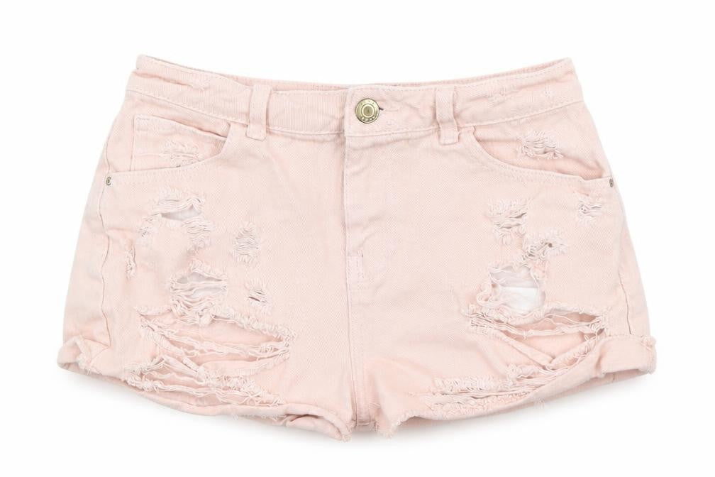 Denim Co Womens Pink  Denim Hot Pants Shorts Size 8 - Distressed
