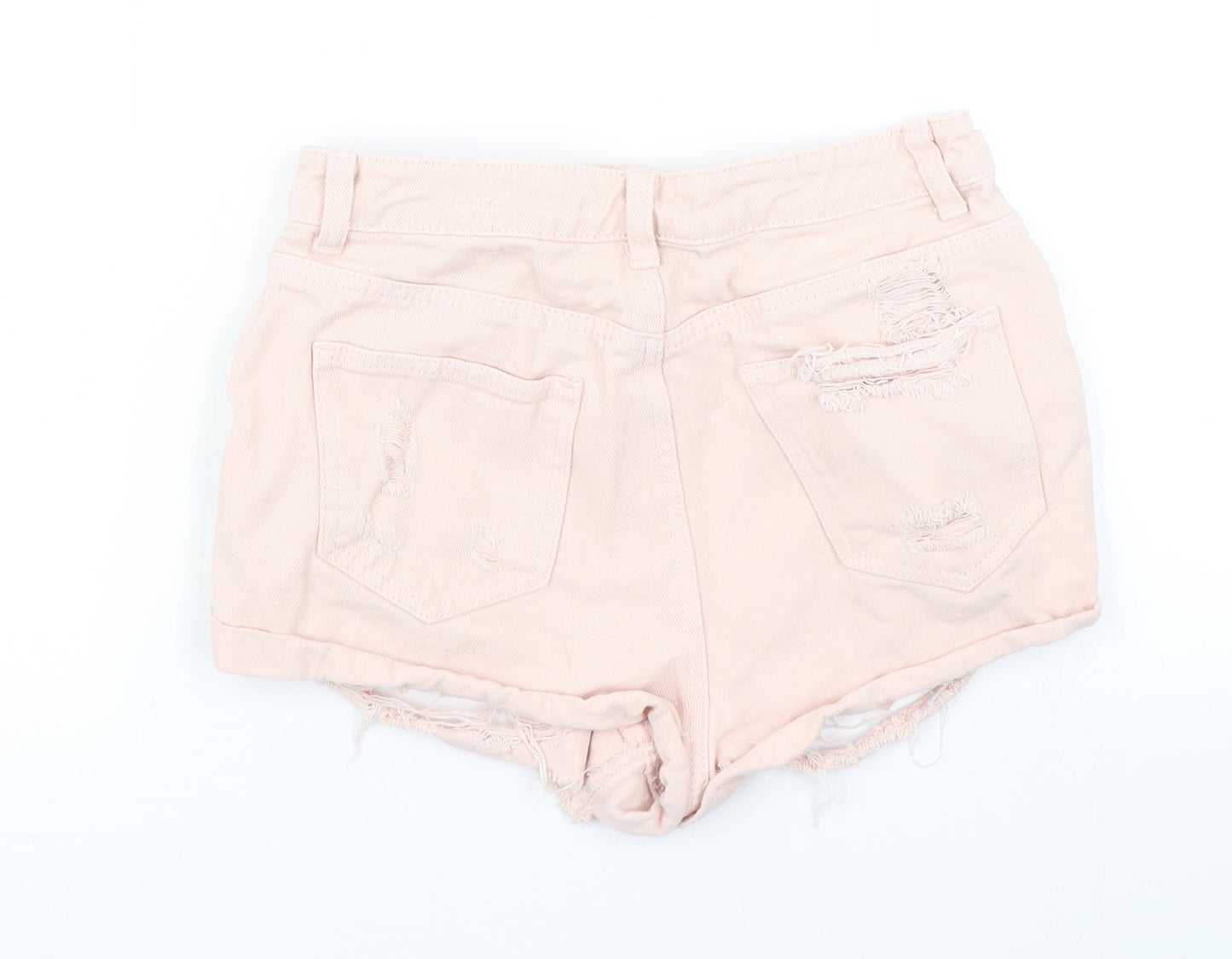 Denim Co Womens Pink  Denim Hot Pants Shorts Size 8 - Distressed