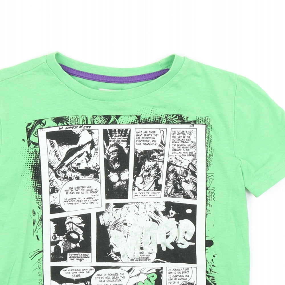 F&F Boys Green   Basic T-Shirt Size 5-6 Years  - Comic Book