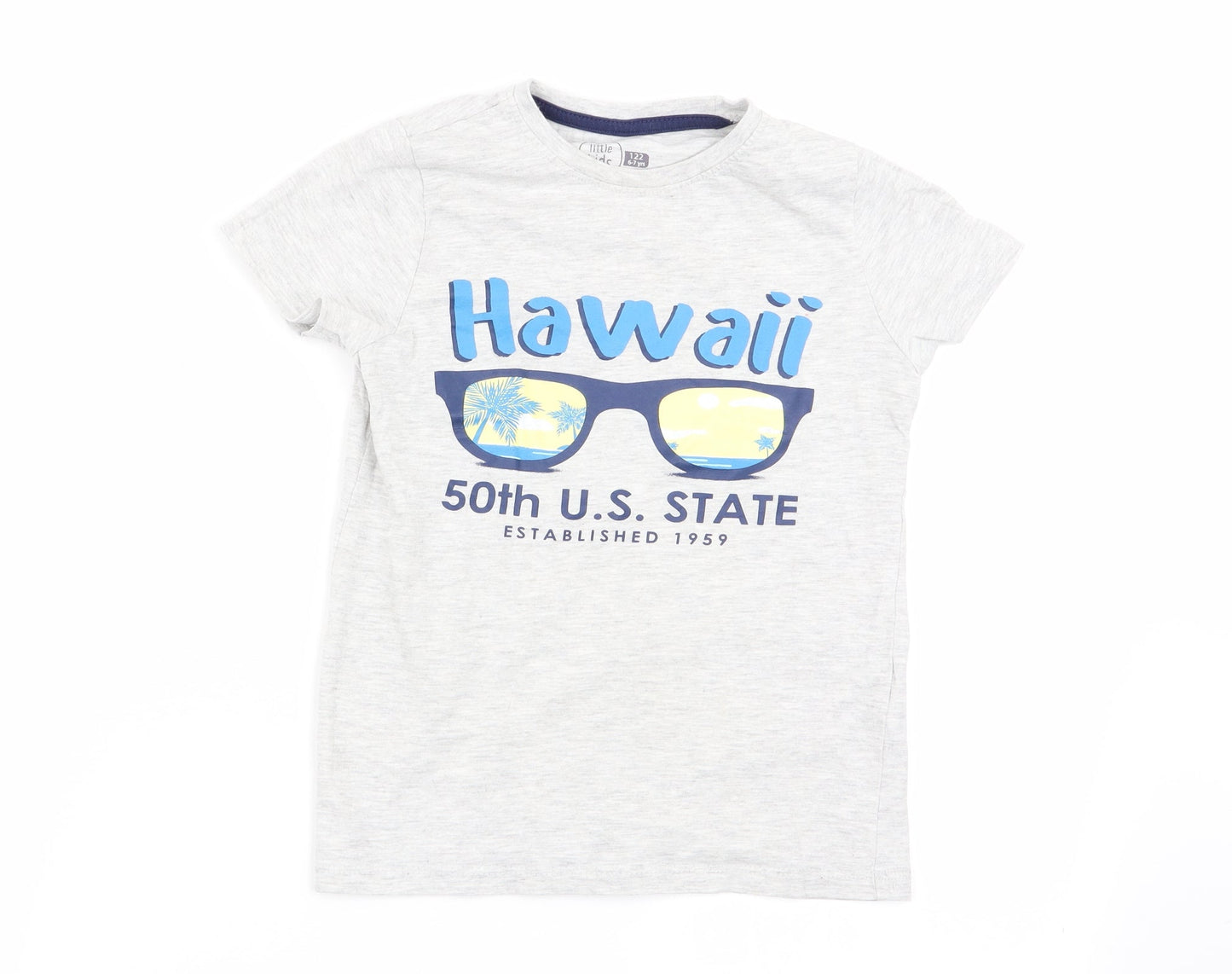 little kids Boys Grey   Basic T-Shirt Size 6-7 Years