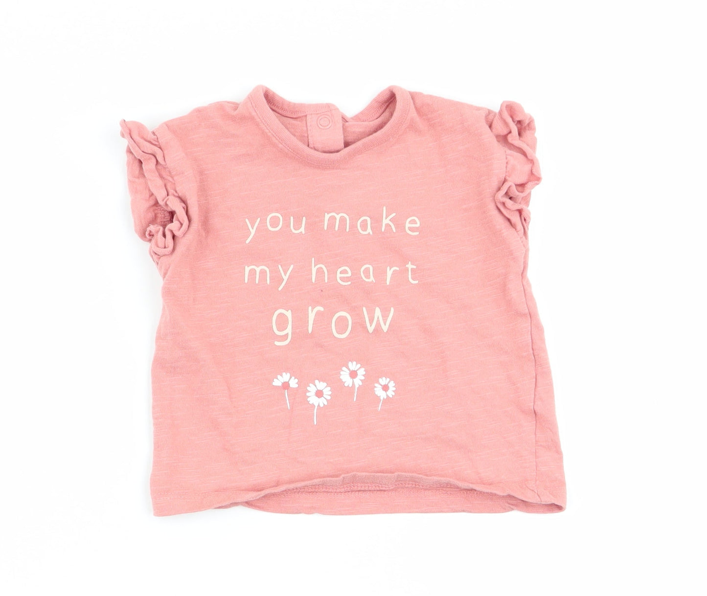 Asda George Girls Pink   Basic T-Shirt Size 0-3 Months
