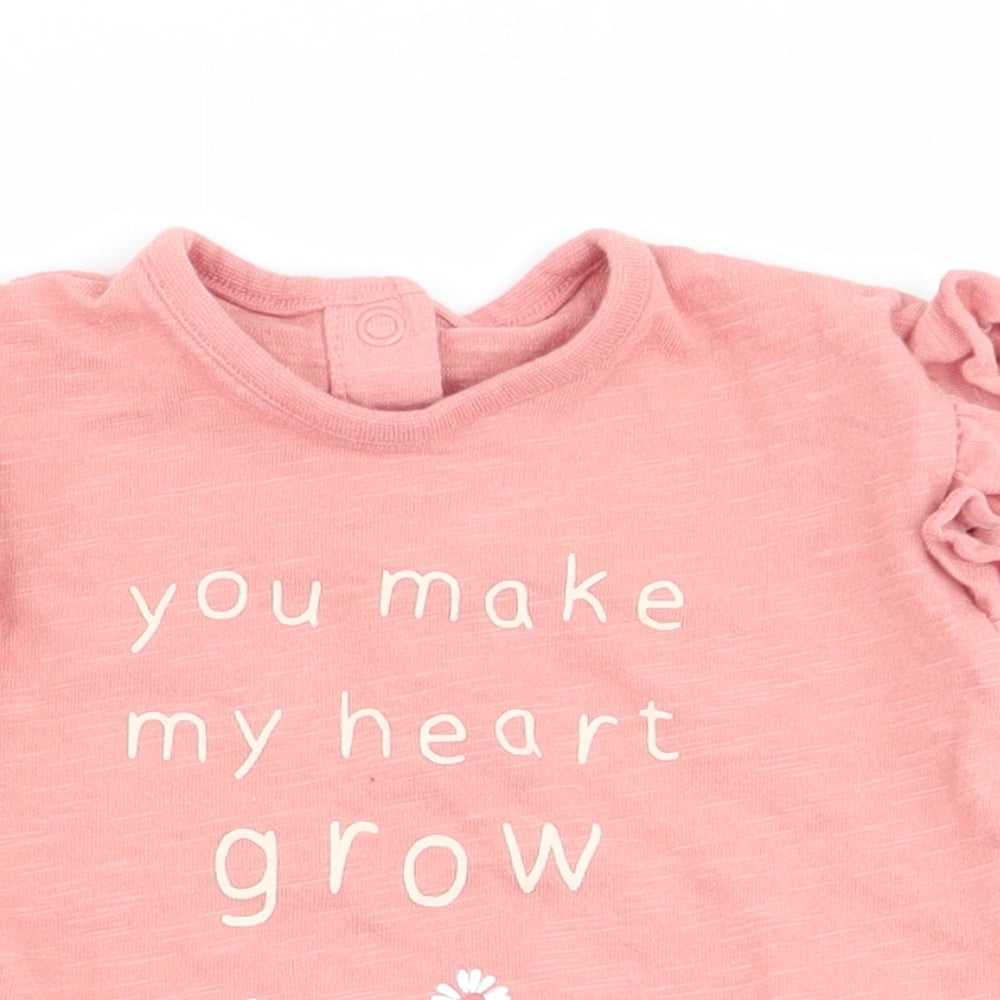 Asda George Girls Pink   Basic T-Shirt Size 0-3 Months