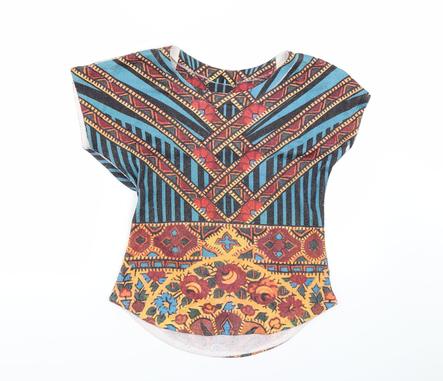 Preworn Womens Multicoloured Geometric  Basic T-Shirt Size L