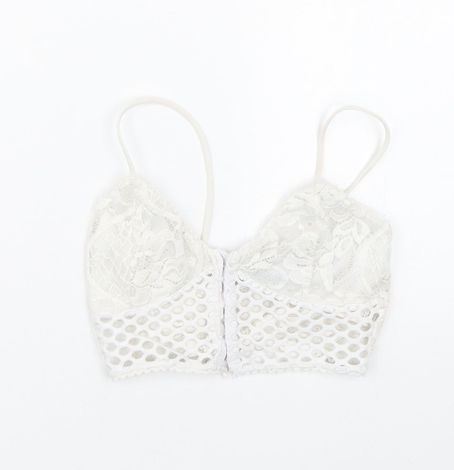 PRETTYLITTLETHING Womens White Floral  Cropped Tank Size 4