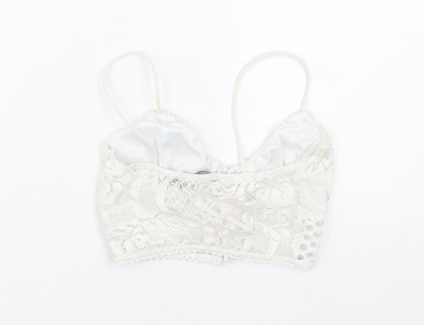 PRETTYLITTLETHING Womens White Floral  Cropped Tank Size 4