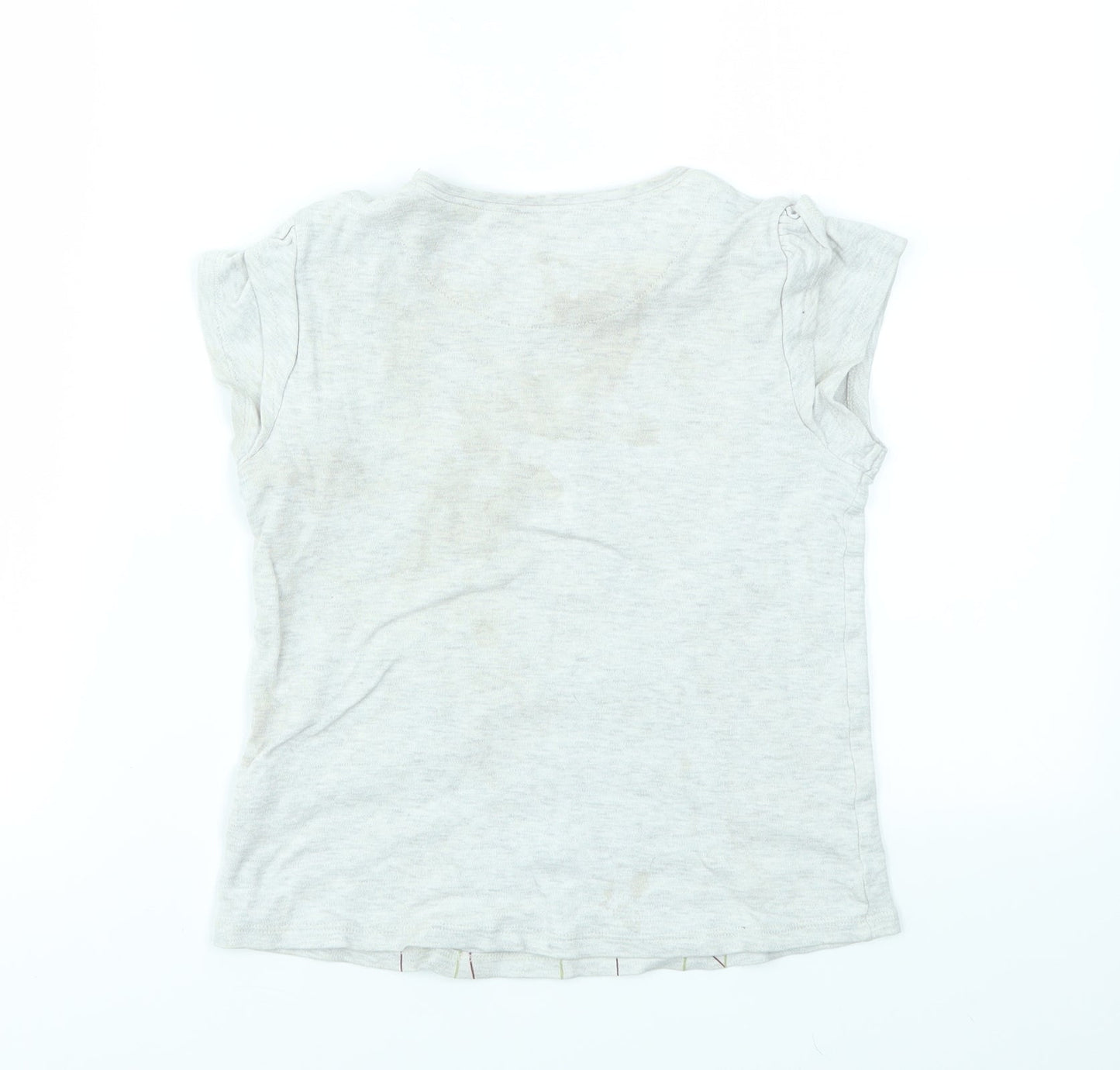 George Girls Grey Floral  Basic T-Shirt Size 8-9 Years