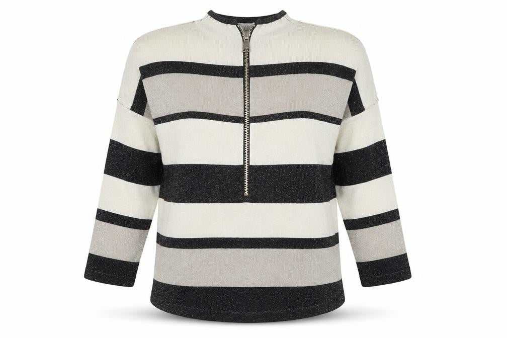 Vouley Vous Womens Multicoloured Striped  Full Zip Jumper Size S