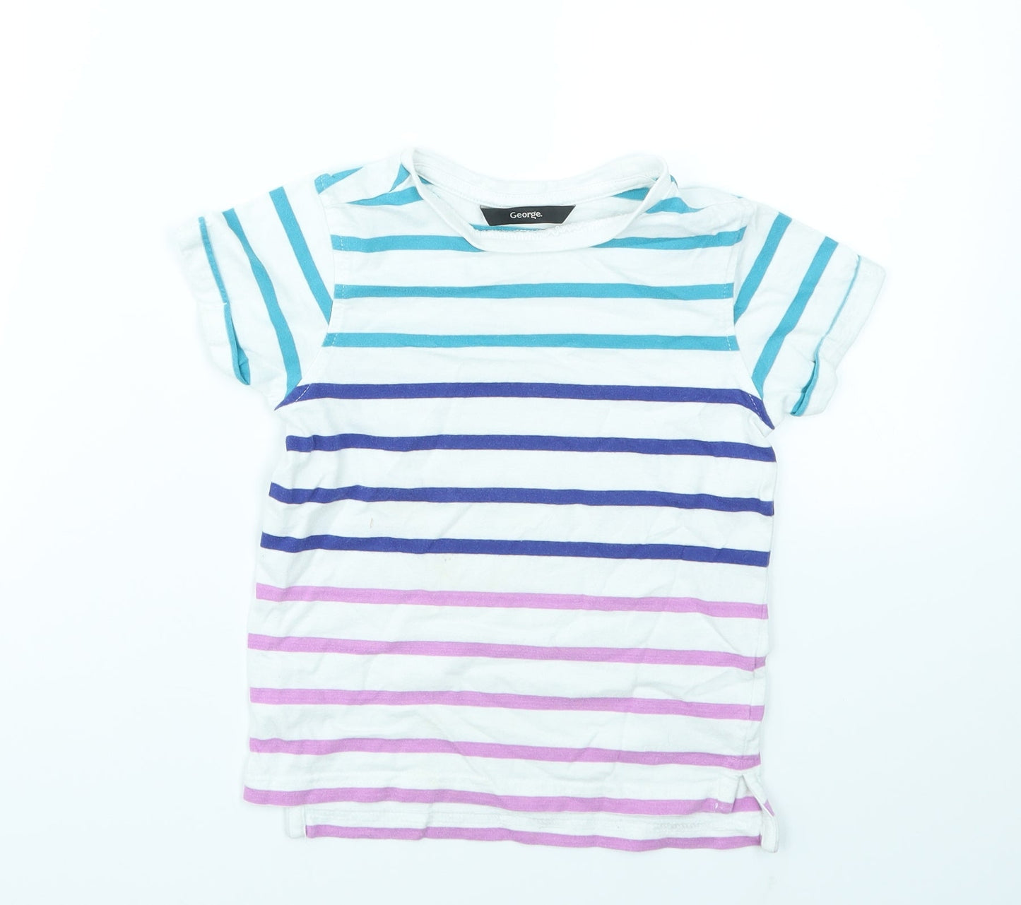 George Boys Multicoloured Striped  Basic T-Shirt Size 5-6 Years