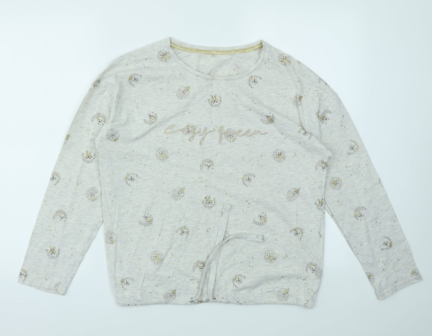 George Womens Ivory Animal Print  Top Pyjama Top Size 8
