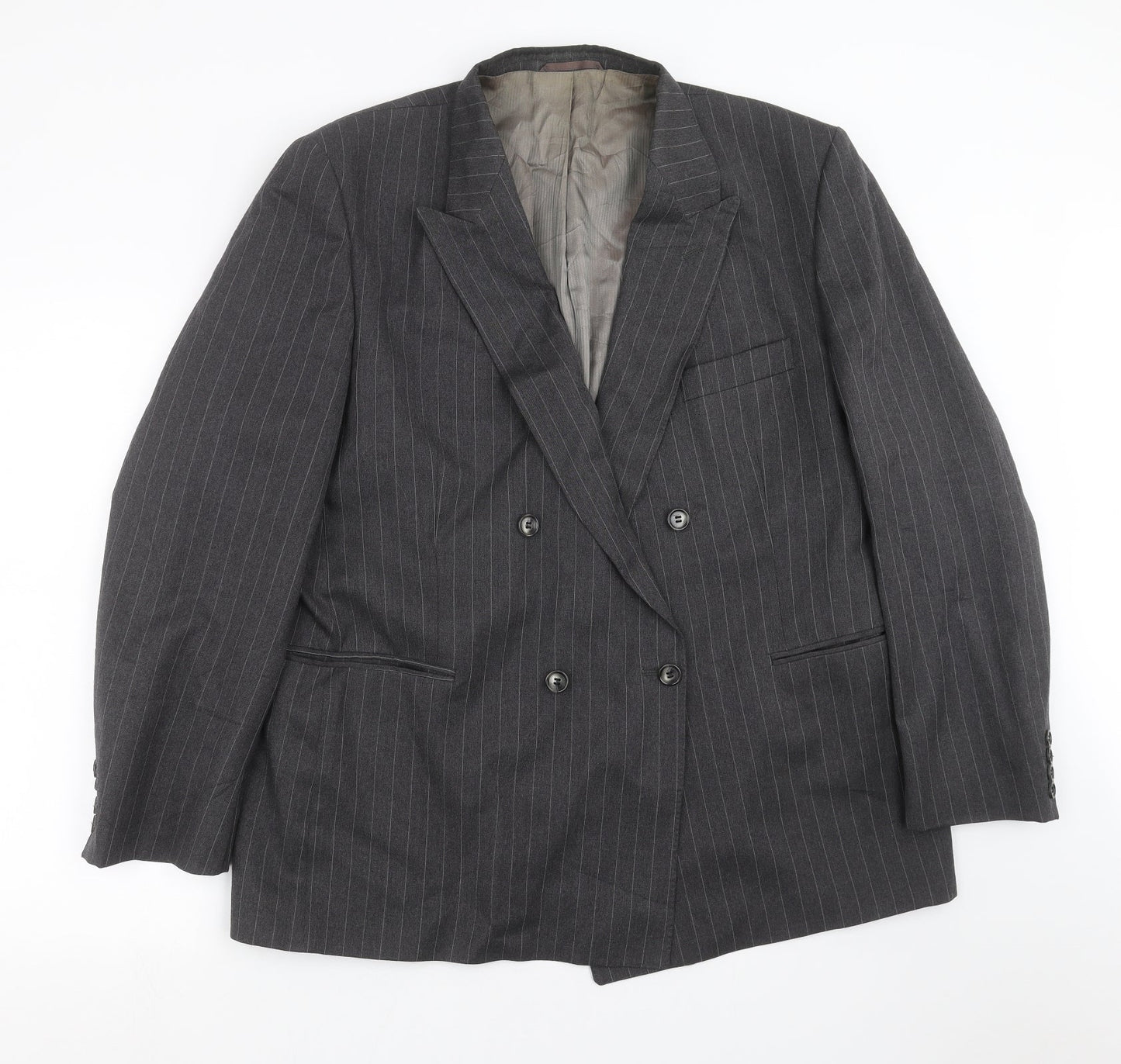 Mr Harry Mens Grey Striped  Jacket Suit Jacket Size 46