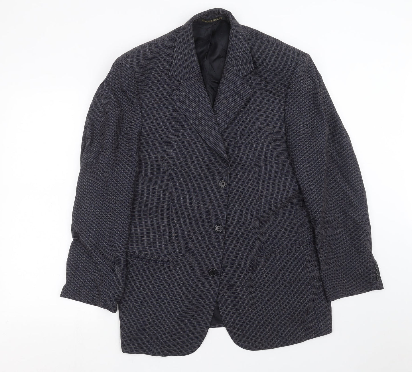 Marks and Spencer Mens Blue Check  Jacket Suit Jacket Size 40