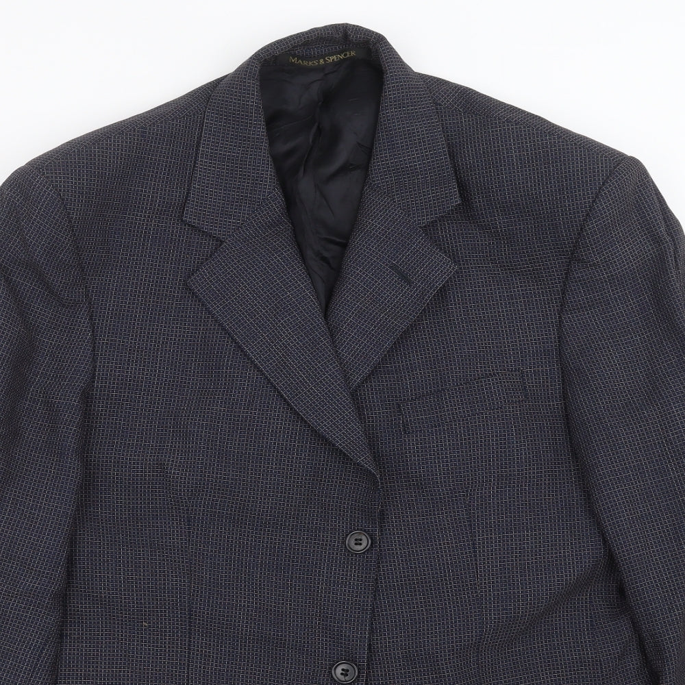 Marks and Spencer Mens Blue Check  Jacket Suit Jacket Size 40