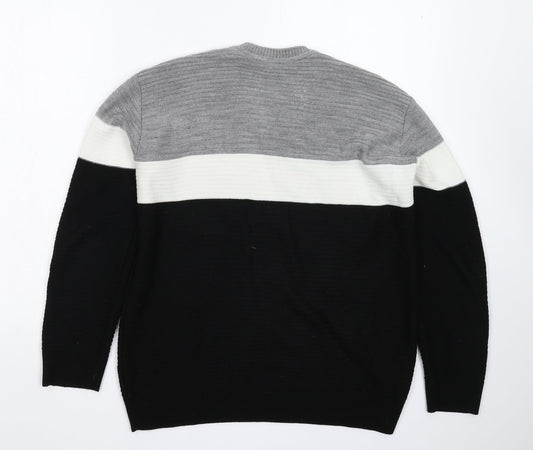 Shark Attack Mens Multicoloured  Knit Pullover Jumper Size S