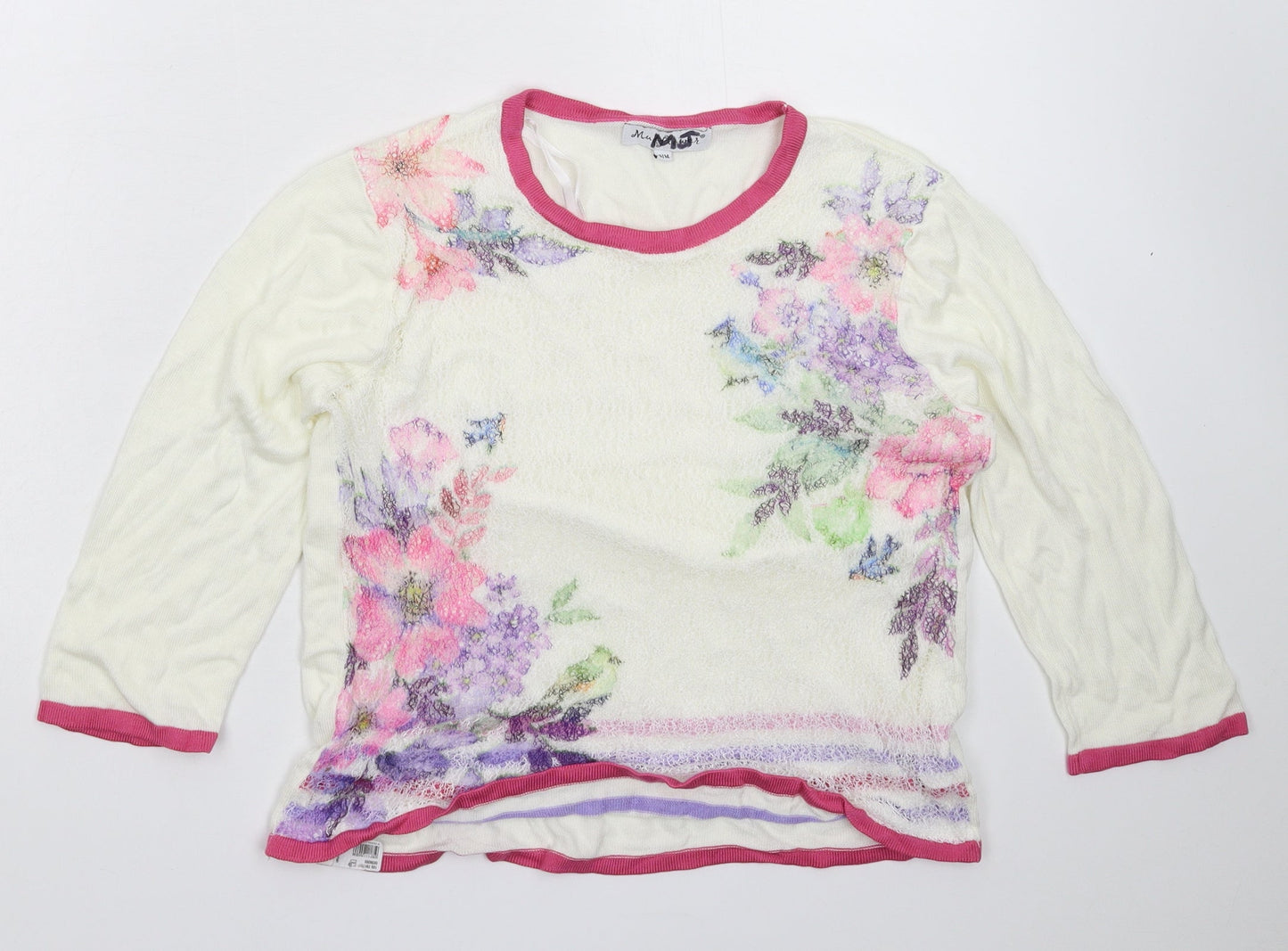 Mudflower Womens White  Knit Pullover Jumper Size M