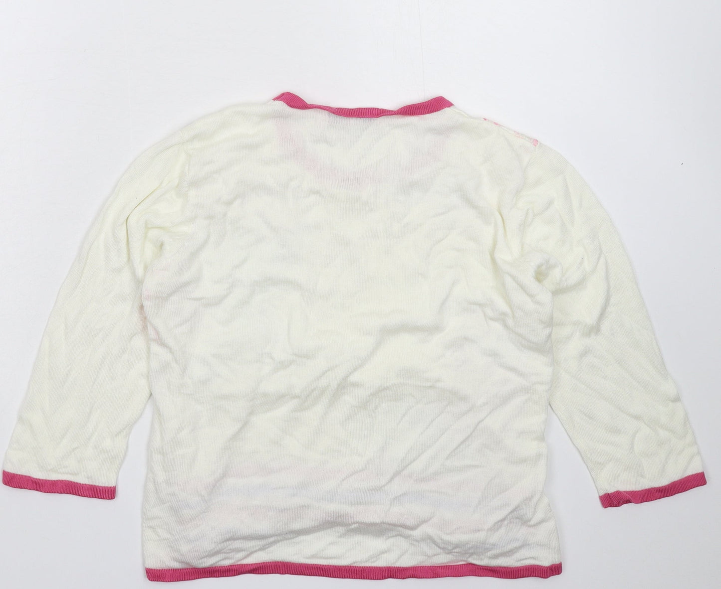 Mudflower Womens White  Knit Pullover Jumper Size M