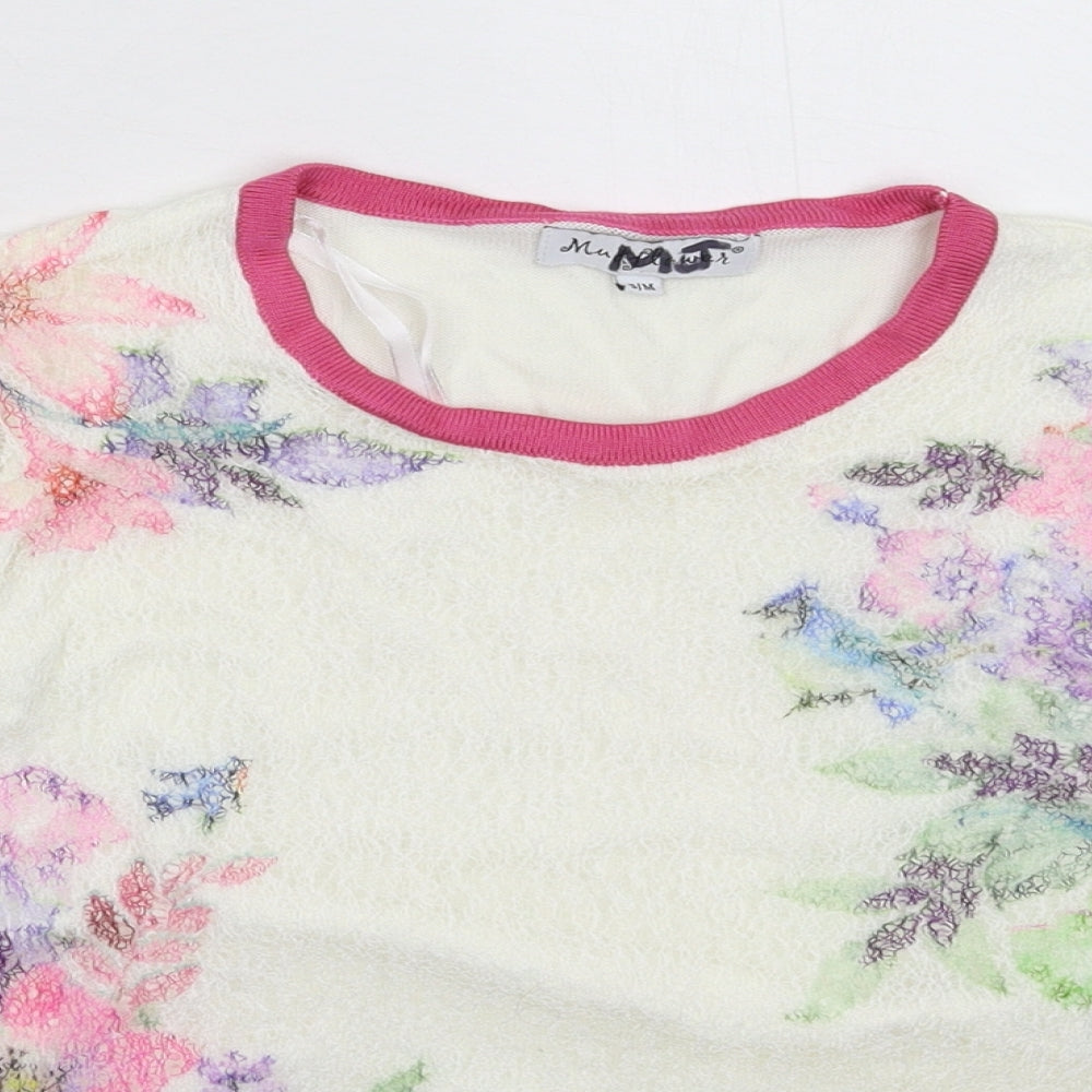 Mudflower Womens White  Knit Pullover Jumper Size M