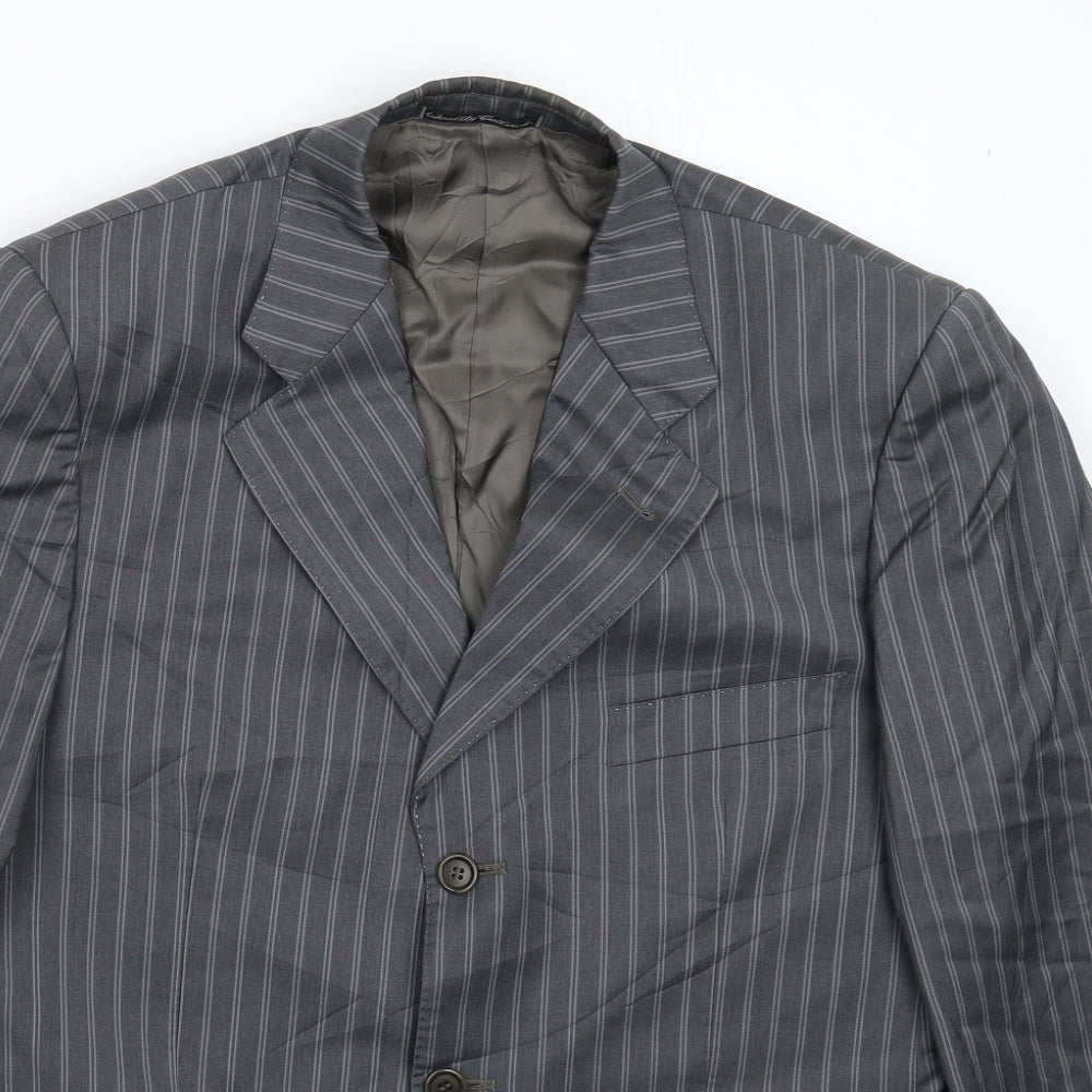 Cerruti Mens Grey Striped  Jacket Suit Jacket Size 40