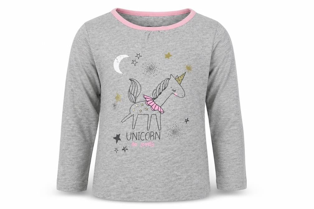 In Extenso Girls Grey   Basic T-Shirt Size 4 Years  - Unicorn