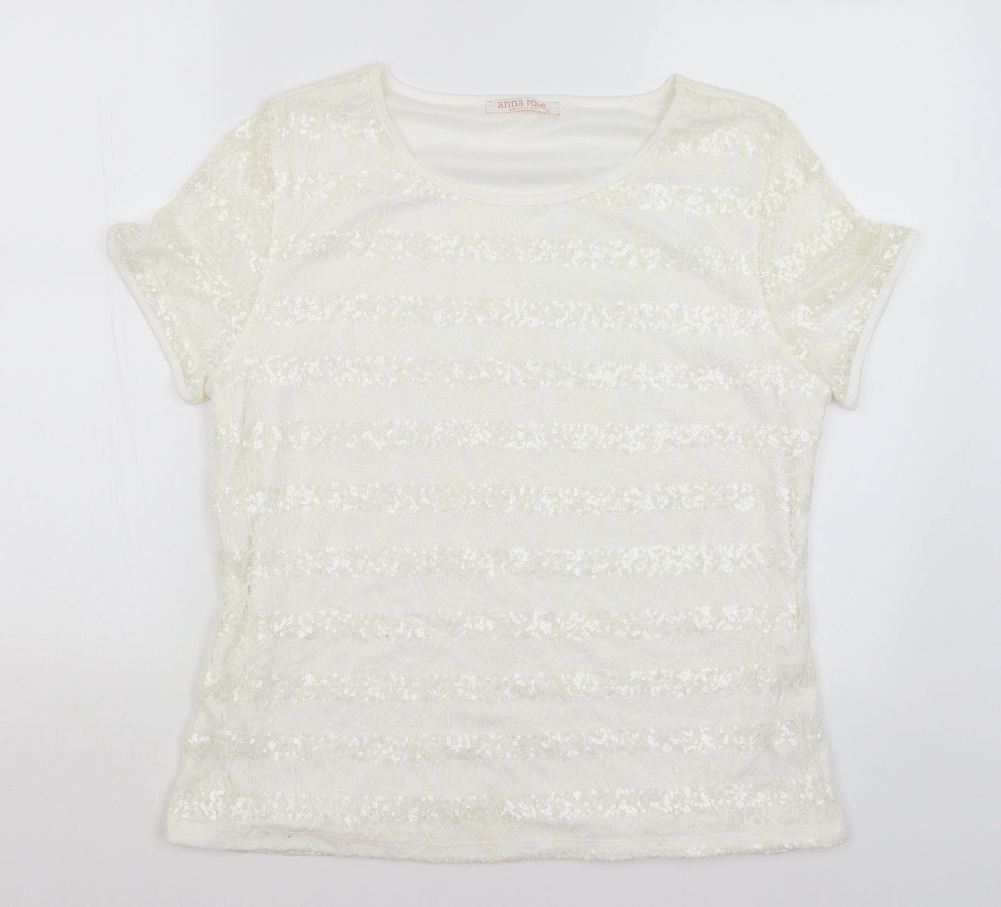 Anna Rose Womens White   Basic T-Shirt Size XL