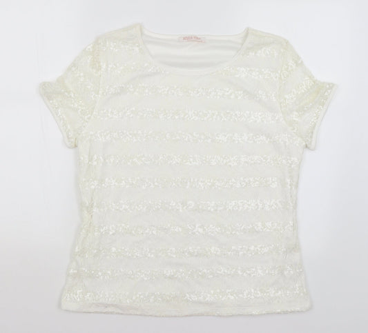Anna Rose Womens White   Basic T-Shirt Size XL