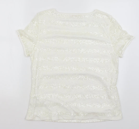 Anna Rose Womens White   Basic T-Shirt Size XL
