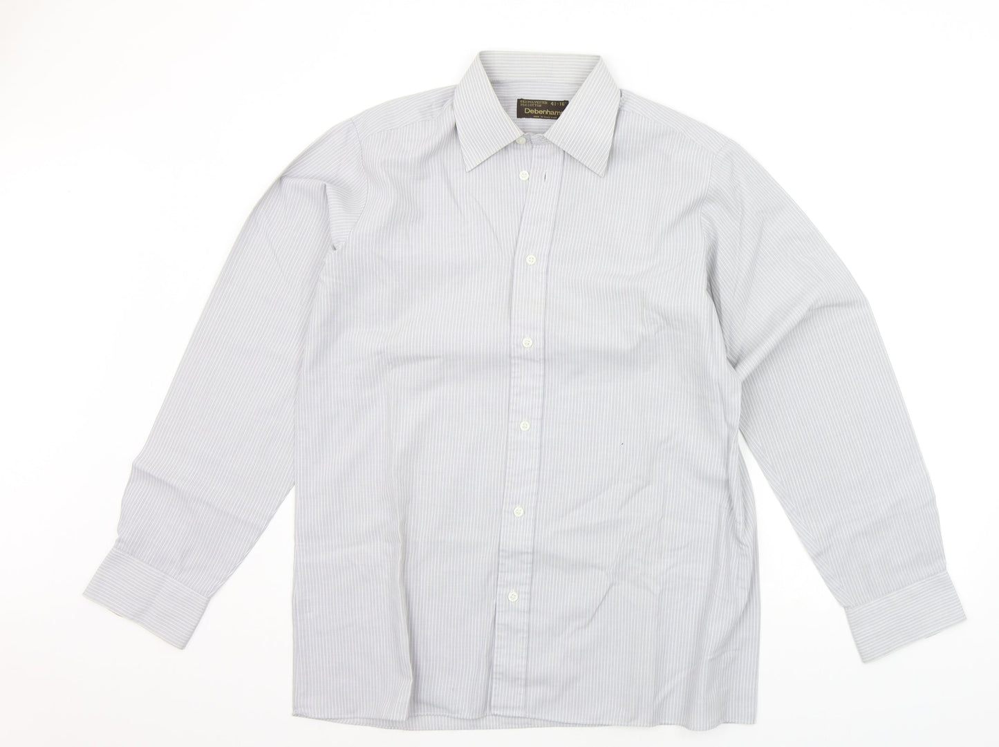 Debenhams Mens Grey Striped   Button-Up Size 16