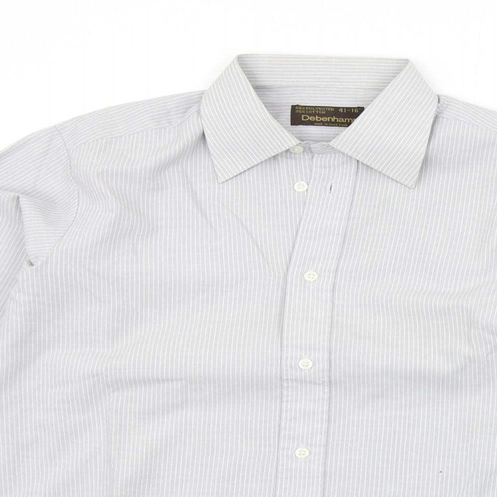 Debenhams Mens Grey Striped   Button-Up Size 16