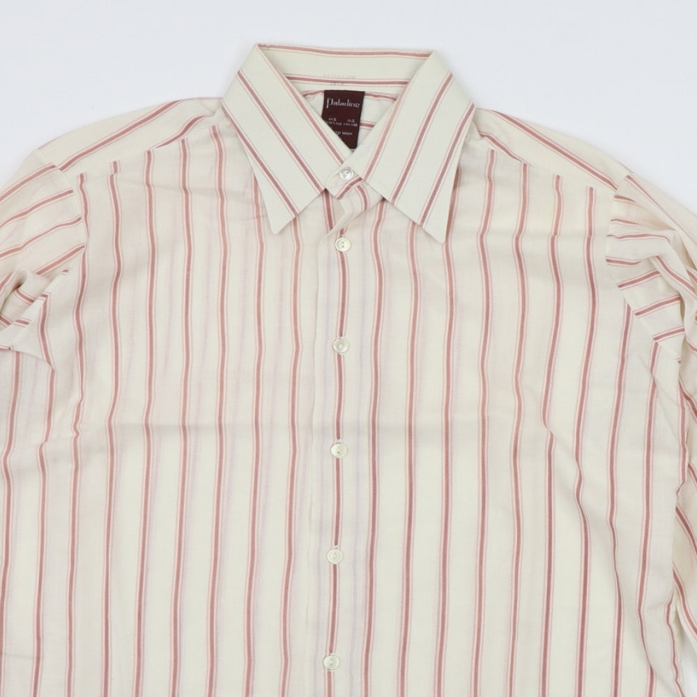 Paladine Mens Beige Polka Dot   Button-Up Size 16