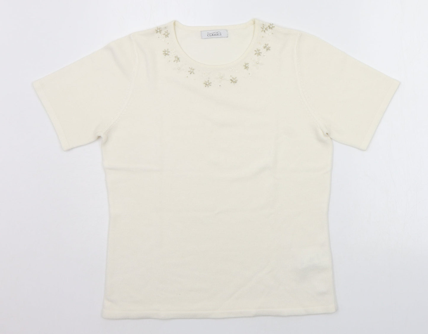 BHS Womens Beige   Pullover Jumper Size 12  - jewl detail