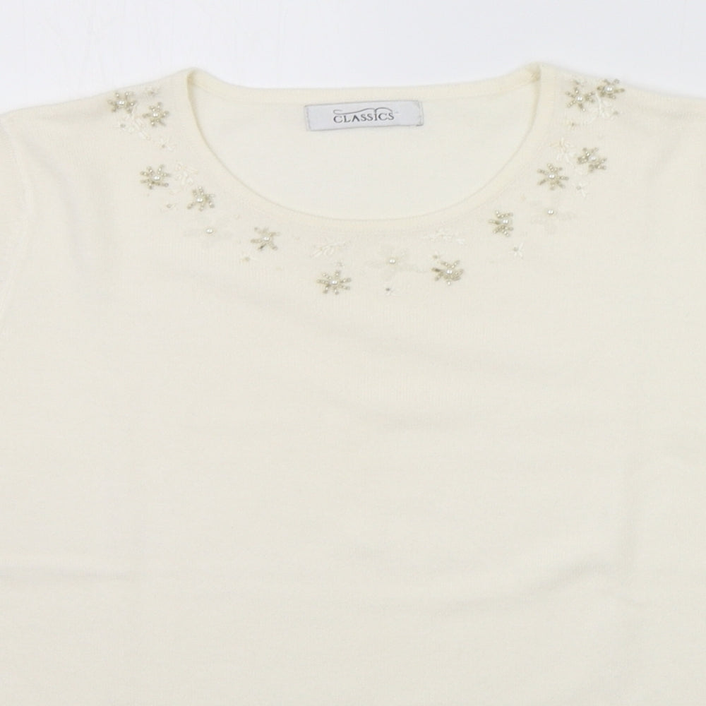 BHS Womens Beige   Pullover Jumper Size 12  - jewl detail