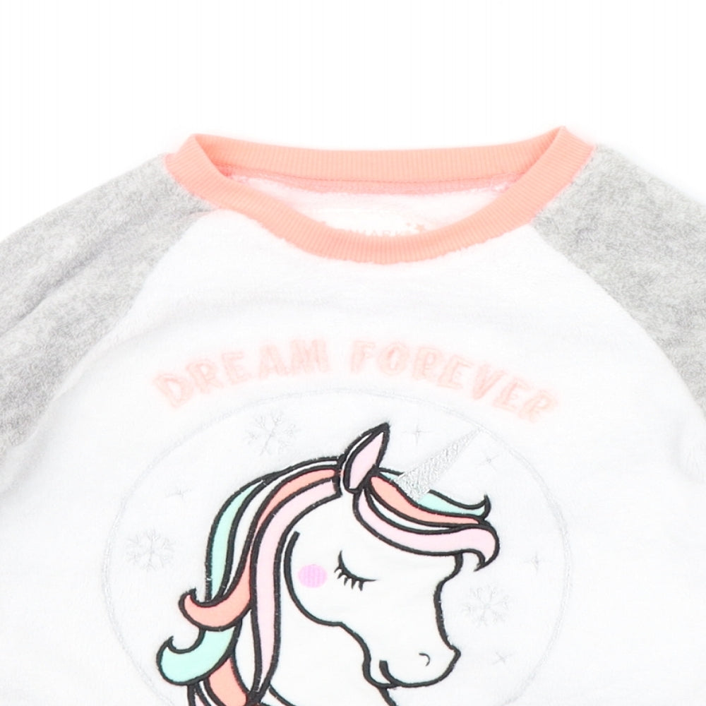 Primark Girls White Solid  Top Pyjama Top Size 5-6 Years  - UNICORN