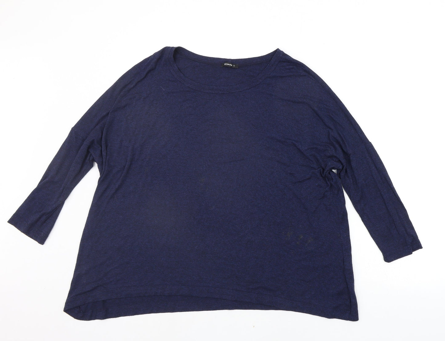 Roman Womens Blue Houndstooth  Pullover Jumper Size 14
